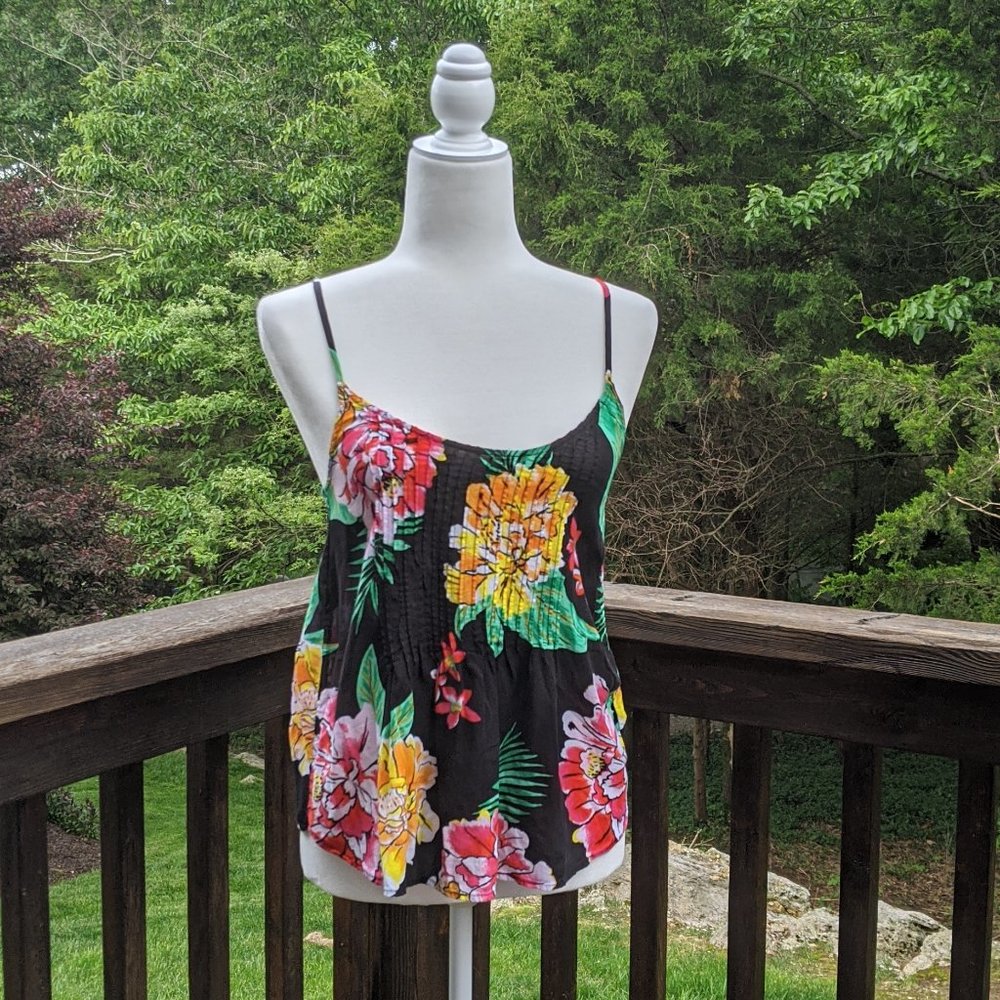 Floral black and neon spaghetti strap Old Navy XS